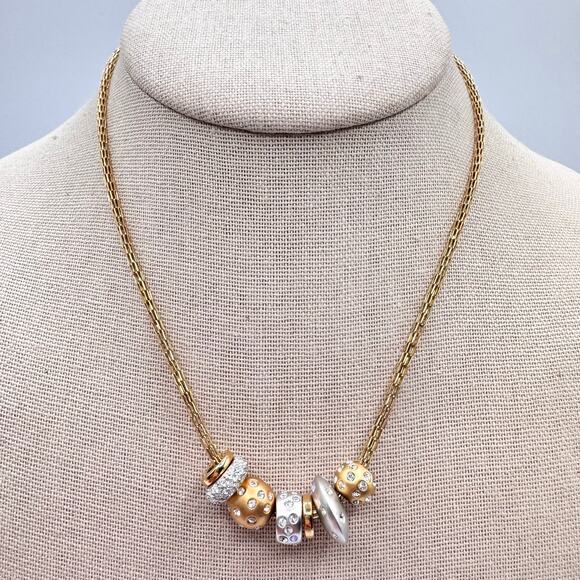 Swarovski Te Kauri Yellow Gold/Rhodium-Plated Crystal Pave Slider Bead Necklace - Picture 8 of 14